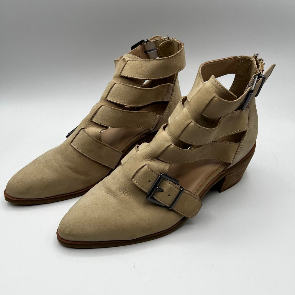 Crevo Jessamine Tan Cut Out Caged Ankle Boots Size 8.5‎